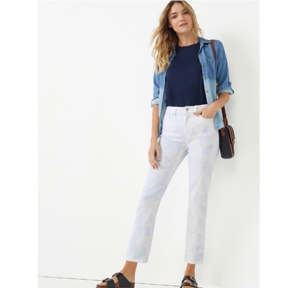 Women's High Rise Straight Crop Jean Pants Size 14